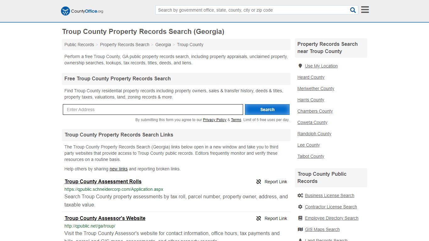 Property Records Search - Troup County, GA (Assessments ...